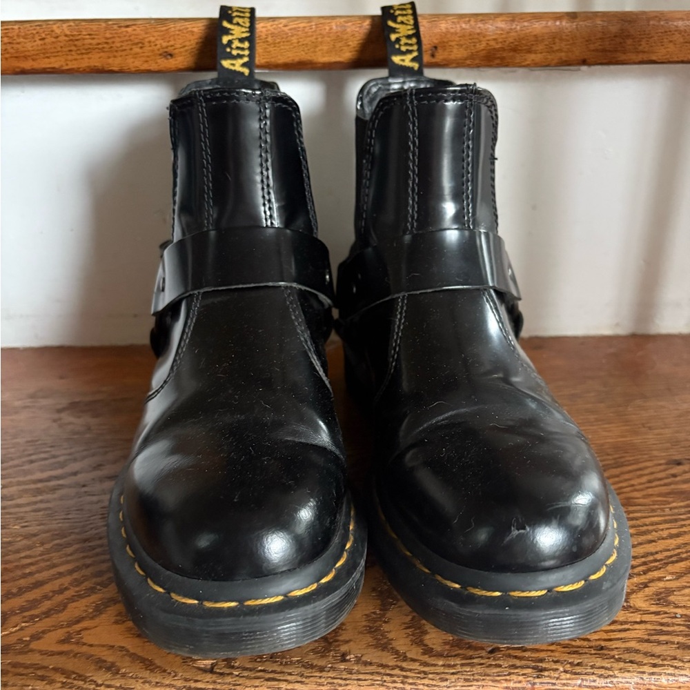Doc Martin’s Black Leather Harness Boots Size 6 EUC